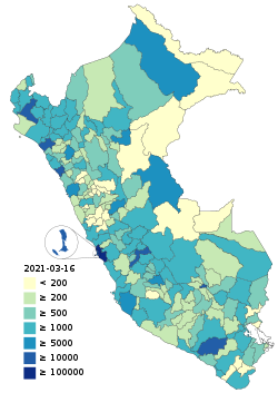 Map of COVID-19 vaccination doses administered in Peru by provinces.svg
