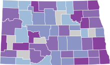 COVID-19 rolling 14day Prevalence in North Dakota by county.svg