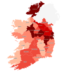 COVID-19 14-day incidence rate per 100,000 population in Ireland.png