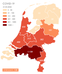 COVID-19 pandemic in the Netherlands – registered infections by province from 21 to 31 March 2020.gif