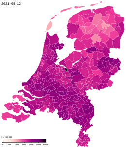 COVID-19 outbreak the Netherlands per capita cases map.svg