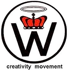 Letter W, crown and halo inside a black circle