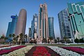 Flower beds near the Corniche in the West Bay district