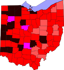 Ohio Coronavirus cases per hundred thousand by county.svg