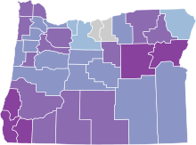 COVID-19 rolling 14day Prevalence in Oregon by county.svg