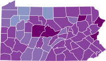 COVID-19 rolling 14day Prevalence in Pennsylvania by county.svg