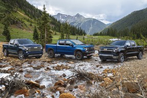 (l to r) The 2022 Chevrolet Silverado High Country, ZR2 and LT