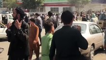 File:Crowds in front of Kabul International Airport.webm