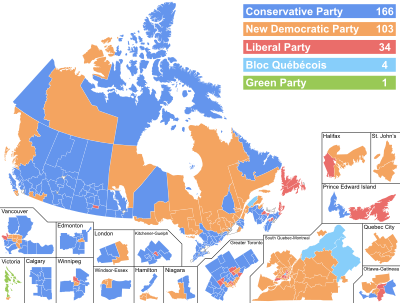 Canada federal election 2011 - Results By Riding (Simple Map).svg