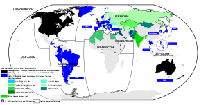 World map depicting U.S. military presence in many countries around the world