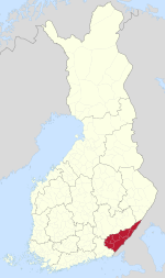 South Karelia on a map of Finland