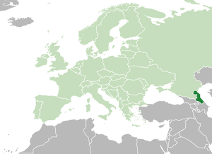 Location of Dagestan (dark green) in Europe (green)