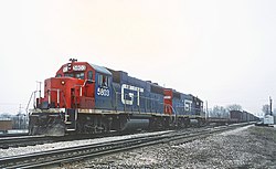 Grand_Trunk_Western_GP38-2_5803_and_5833_at_CP_Hill_in_Melrose_Park_in_April_1985_(29768273566)