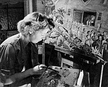 Photograph of Molly Bobak painting