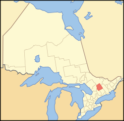 Haliburton County's location in relation to Ontario.