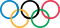 Les cinq anneaux olympiques de cinq couleurs différentes