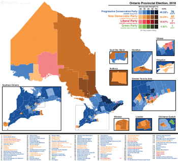 Ontario general election 2018 - Results by Riding.svg