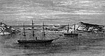 L’USS Congress (au premier plan) et le Polaris, dans la baie de Disko au Groenland.