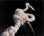 Challenger breaking up after the explosion