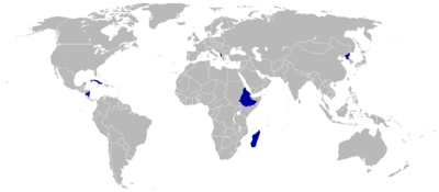 Countries boycotting the 1988 Games are shaded blue