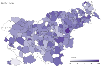 COVID19 in Slovenia. Map of cumulative deaths by municipality per 10.000 inhabitants.svg