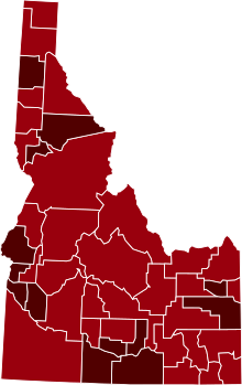 COVID-19 Prevalence in Idaho by county.svg