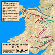 Map of the Roman invasion of Wales.