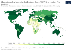 World map of share of people who received at least one dose of COVID-19 vaccine by country.png