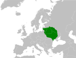 The Grand Duchy of Lithuania at the height of its power in the 15th century