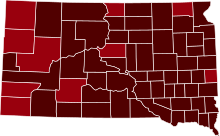 COVID-19 Prevalence in South Dakota by county.svg