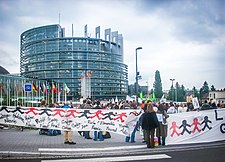 Protests outside the European Parliament 20000101.jpg