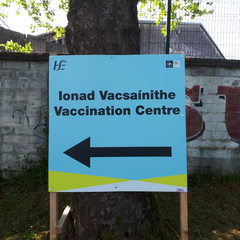 COVID-19 Vaccination Centre road sign in the Republic of Ireland.png