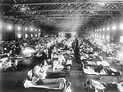 American soldiers with influenza H1N1 at a hospital ward at Camp Funston