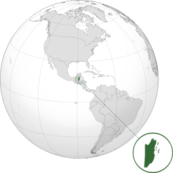 Location of Belize (dark green) in the Americas