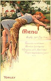 Illustration of a woman splayed across a wine menu