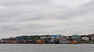 St. George as seen from the Staten Island Ferry, the world's busiest passenger-only ferry system, shuttling passengers between Manhattan and Staten Island