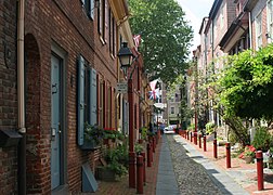 Elfreth's Alley, "Our nation's oldest residential street", 1702–1836[98]