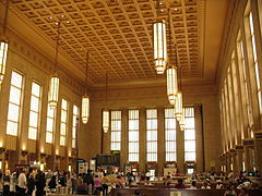 The Art Deco-style grand concourse at 30th Street Station, 1927–1933