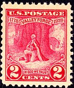Washington at prayer at Valley Forge stamp, issued in 1928