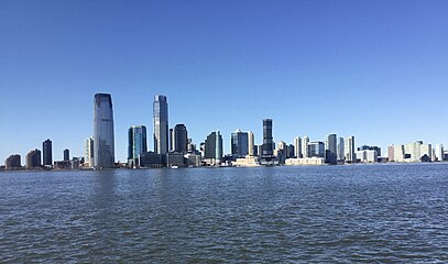Skyscrapers in Jersey City, one of the most ethnically diverse cities in the world[143][144]