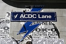 Street sign for ACDC Lane, Melbourne, Victoria
