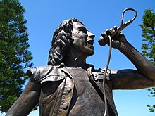 Bronze statue of Bon Scott. The statue was unveiled in Fremantle, Western Australia in October 2008.