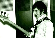 John Entwistle backstage with a bass guitar