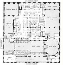 Floor plan of the Roosevelt Hotel's first story