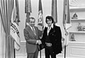 Image 2 Elvis Presley meets Richard Nixon Photograph: Oliver F. Atkins American singer Elvis Presley meeting then-president Richard Nixon on December 21, 1970. During the meeting, the singer expressed his patriotism and his contempt for hippies, the growing drug culture, and the counterculture in general. Presley then asked Nixon for a Bureau of Narcotics and Dangerous Drugs badge, to signify official sanction of his patriotic efforts. Nixon gave Presley the badge and expressed a belief that Presley could send a positive message to young people and that it was therefore important he retain his credibility. More selected pictures