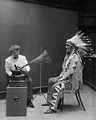 Image 29Frances Densmore recording Blackfoot chief Mountain Chief on a cylinder phonograph in 1916 (from Music industry)