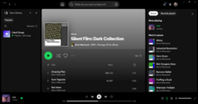 It is showing an album from Kevin MacLeod, and also the playlist queue, as the playlist queue is no longer fullscreen when opened. It's now a sidebar.