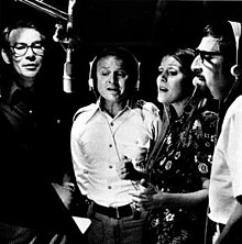 The Singers Unlimited in 1972 (left to right: Len Dresslar, Don Shelton, Bonnie Herman, Gene Puerling)