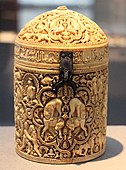 The Pyxis of al-Mughira; 10th century (maybe 968); ivory; 15 x 8cm
