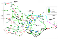 Victorian cities, towns, settlements and road network